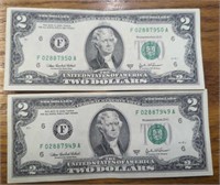 $4 consecutive serial number uncirculated $2