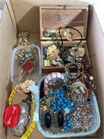 Box of fashion jewelry and more