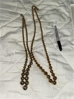 Vintage gold tone add a bead necklaces