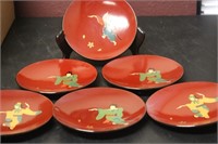 Lot of 6 Japanese Lacquer Ttrays