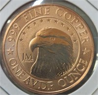 .999 fine copper one AVDP ounce eagle
