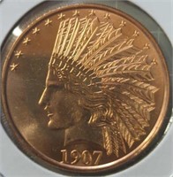 .999 fine copper one AVDP ounce American Indian