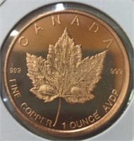 .999 fine copper one AVDP ounce Canada