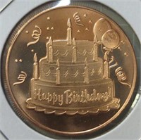 .999 fine copper one AVDP ounce Happy birthday!