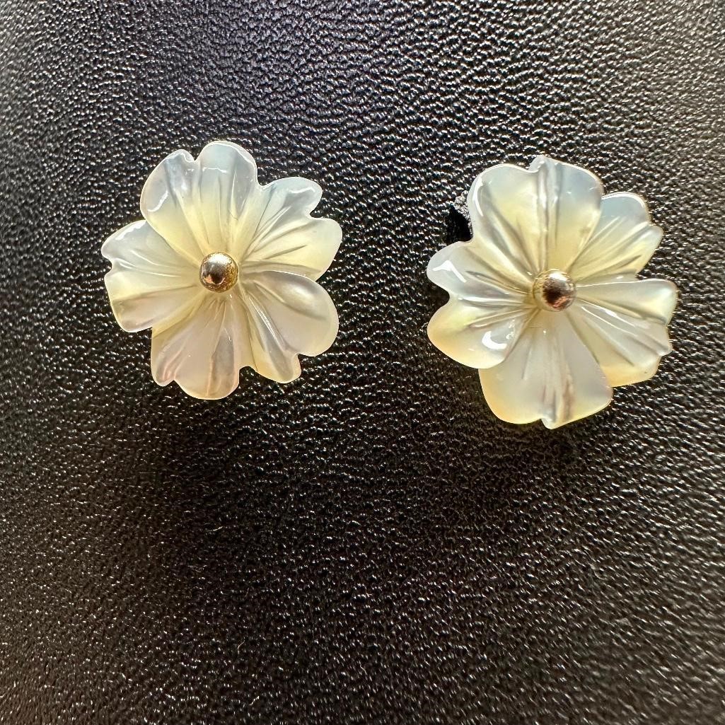 Sterling Silver Mother of Pearl Flower Earrings