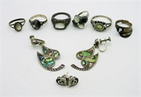 (8) Vintage Gemstone Rings & Earrings 925