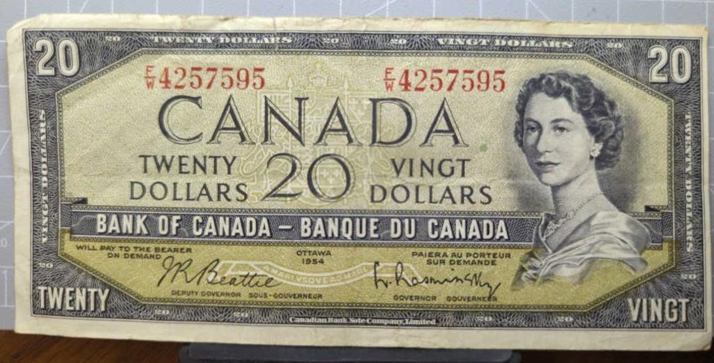 1954 Canadian $20 bank note