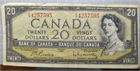 1954 Canadian $20 bank note