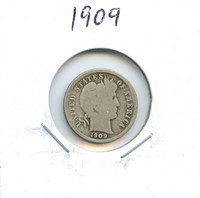 1909 Barber U.S. Silver Dime