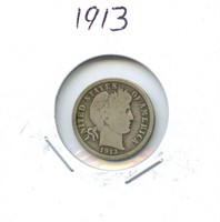 1913 Barber U.S. Silver Dime