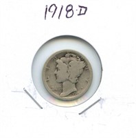 1918-D Mercury U.S. Silver Dime