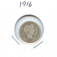 1916 Barber U.S. Silver Dime