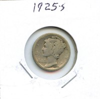 1925-S Mercury U.S. Silver Dime