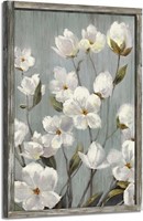 Rustic Floral Wall Art, Modern 16x11, White