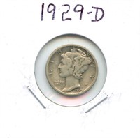 1929-D Mercury U.S. Silver Dime