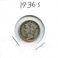 1936-S Mercury U.S. Silver Dime