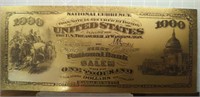 24K gold-plated bank note Salem $1,000 bank note