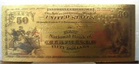 24K gold-plated bank note Cleveland $50 bank note