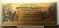 24K gold-plated bank note Vineland $10 bank note