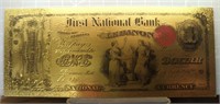 24K gold-plated bank note Lebanon $1 bank note