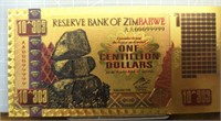 24K gold-plated bank note one centillion dollars