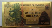 24K gold-plated bank note one Myrillion dollars