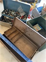 2 metal toolboxes and metal box . One of the