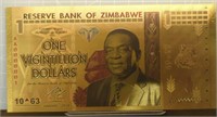 24K gold-plated bank note one vigintillion