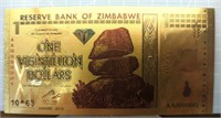 24K gold-plated bank note one vigintillion