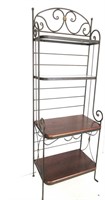 Wrought Iron Bakers Rack w/Wood & Glass Shelves