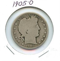 1905-O Barber Silver Half Dollar