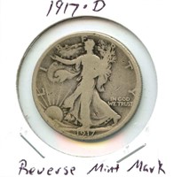 1917-D Walking Liberty Silver Half Dollar -