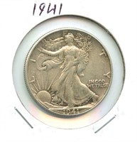 1941 Walking Liberty Silver Half Dollar