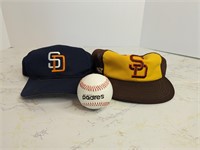 Padres hats and Baseball