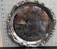 Antique silver plated serving tray with "Amy and