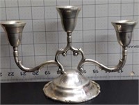 Antique silver plated 3  candlestick holder