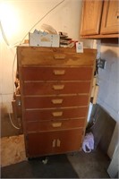 Rolling Shope Cabinet with Contents