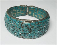 Natural Tibet Hand Made Wide Turquoise Bangle