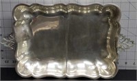 Antique silver plated serving tray with pedastal