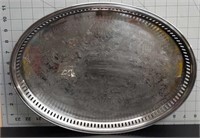 Antique engraved serving platter silver plated