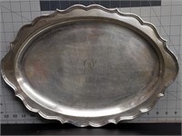 Antique silver plated serving tray with the
