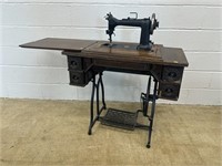 Vtg. Oak Treadle Sewing Machine
