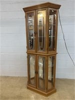 Modern Mirrored Back Lighted Curio Cabinet
