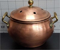 Vintage small potpourri pot  with brass handles