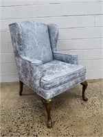 Upholstered Wingback Queen Anne Style Armchair