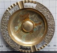 Vintage ornate brass ashtray