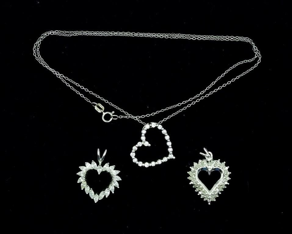 Sterling Heart Gemstone Pendants & Chain