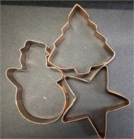 Vintage copper cookie cutters snowman and star a