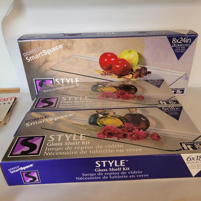 Three Glass Shelf Kits New In Box