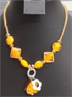 18" safari Murano glass beaded necklace with